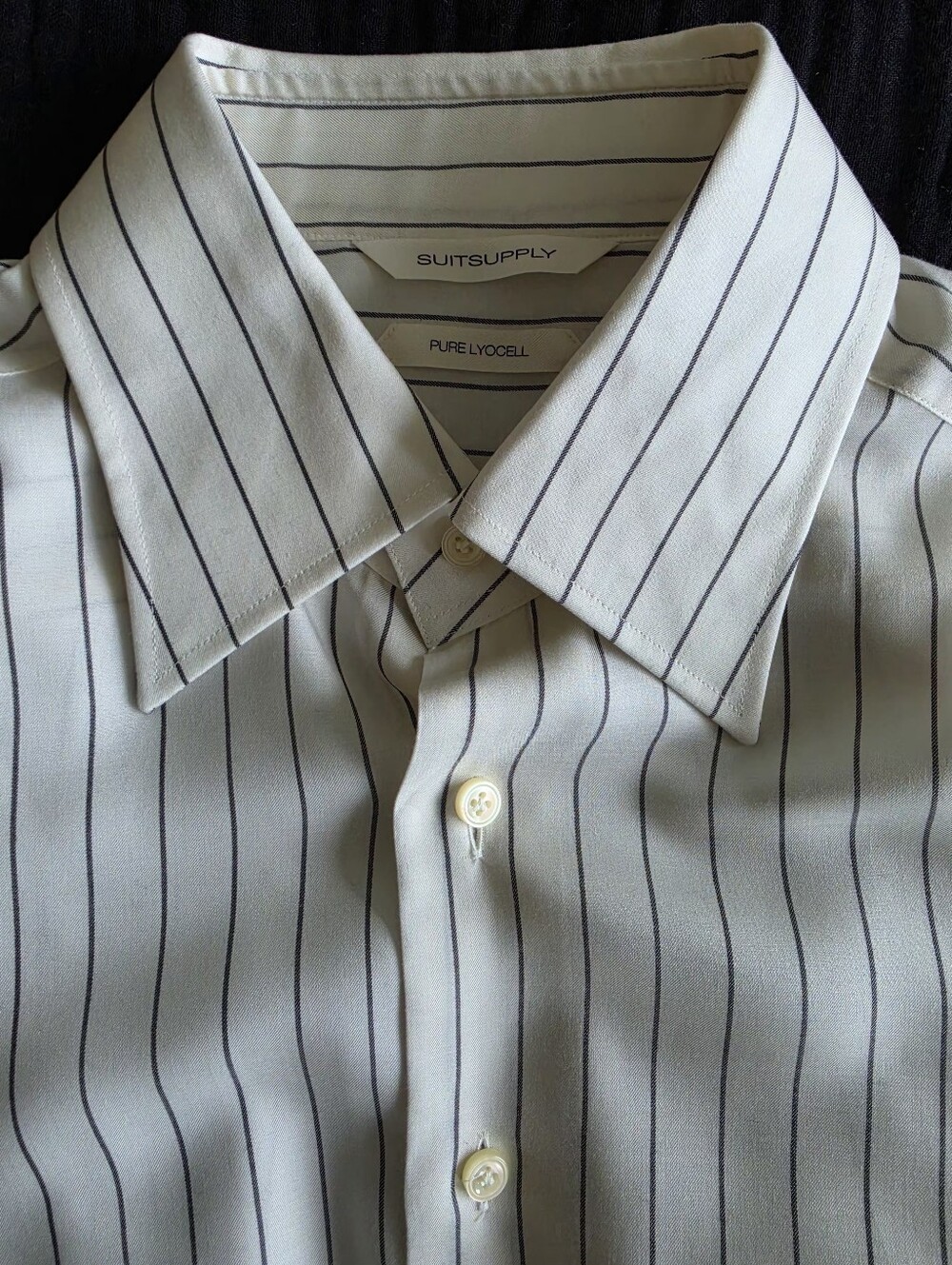SuitSupply White Striped Point Collar Shirt